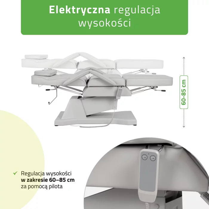 Fotel kosmetyczny, elektryczny szary - Laris