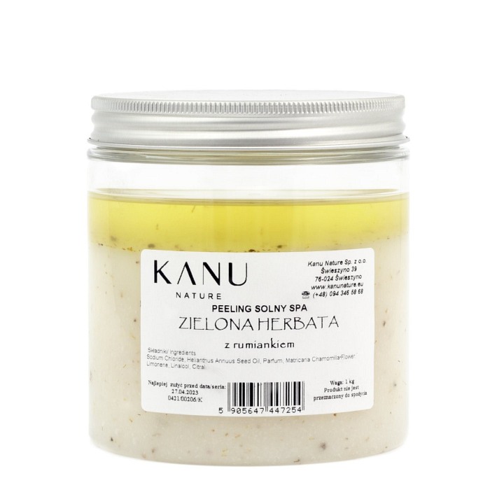 Peeling solny z olejkiem: Zielona herbata + Rumianek (1 kg)