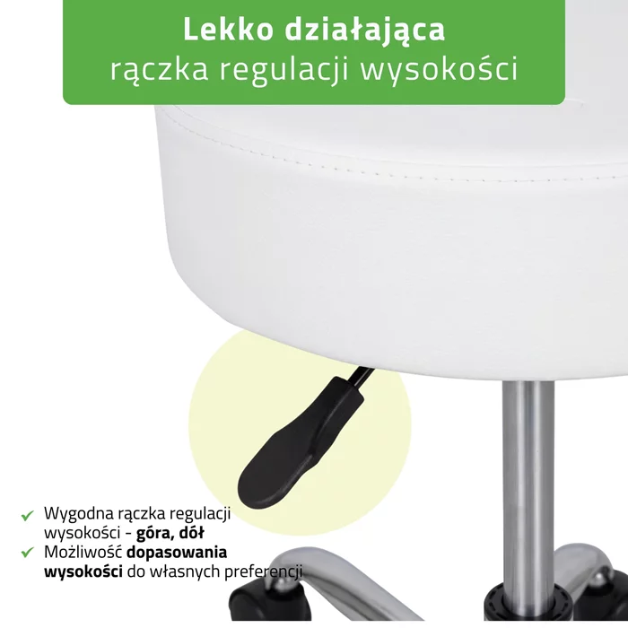 Taboret kosmetyczny na kółkach - TILA - biały