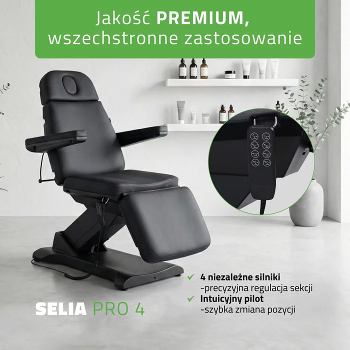 Fotel kosmetyczny Selia PRO 4 - czarny