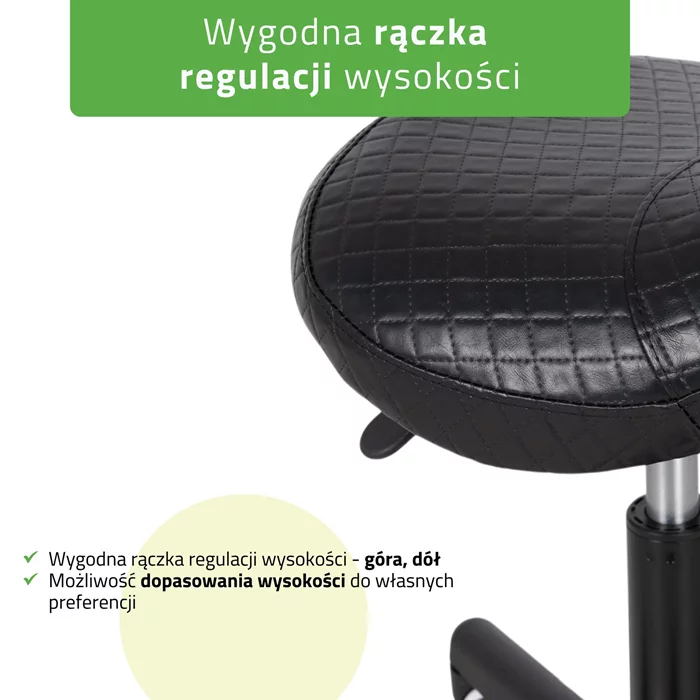 Taboret siodłowy LUMO - czarny pikowany