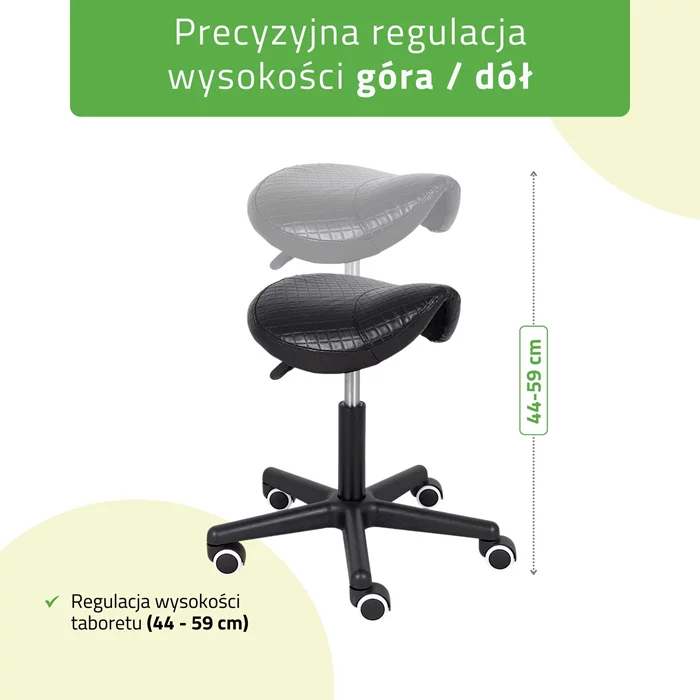 Taboret siodłowy LUMO - czarny pikowany