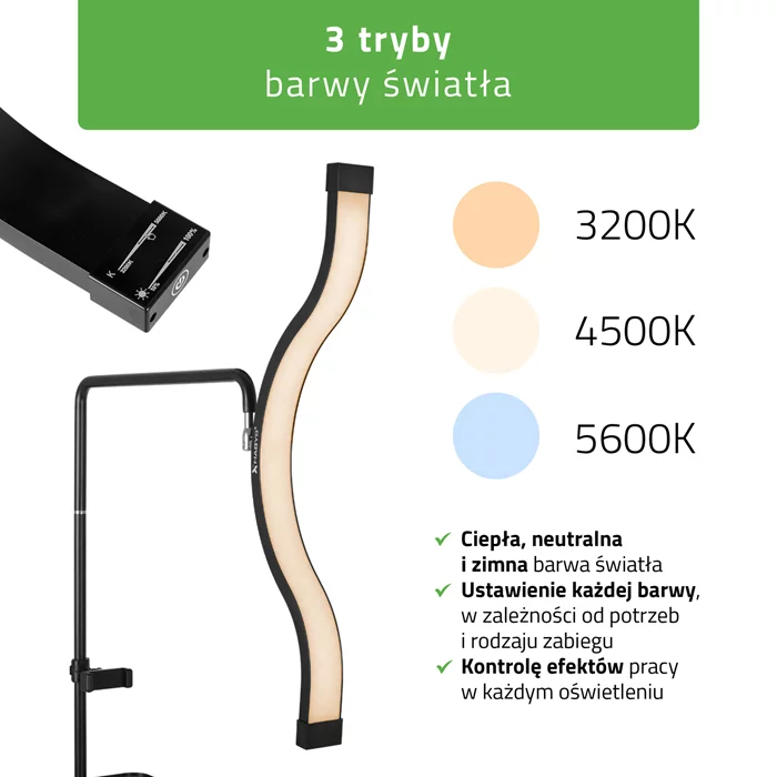 Lampa kosmetyczna stojąca LED - VENA (czarna)