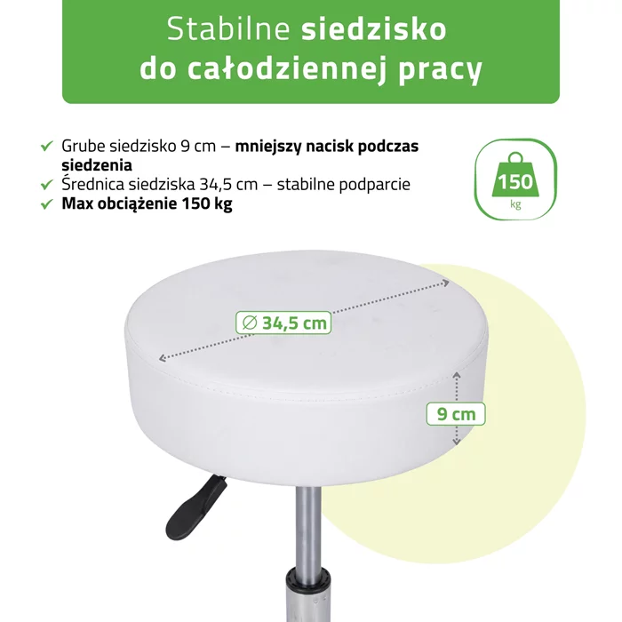 Taboret kosmetyczny na kółkach - TILA - biały