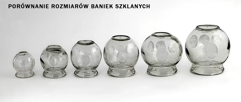 6 baniek szklanych - porównanie rozmiarów