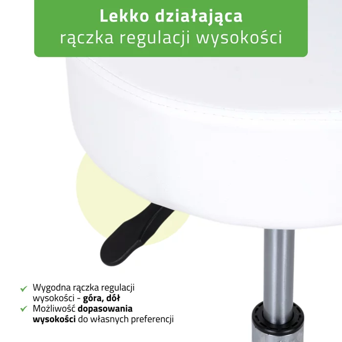Taboret kosmetyczny na kółkach - MOBI - biały