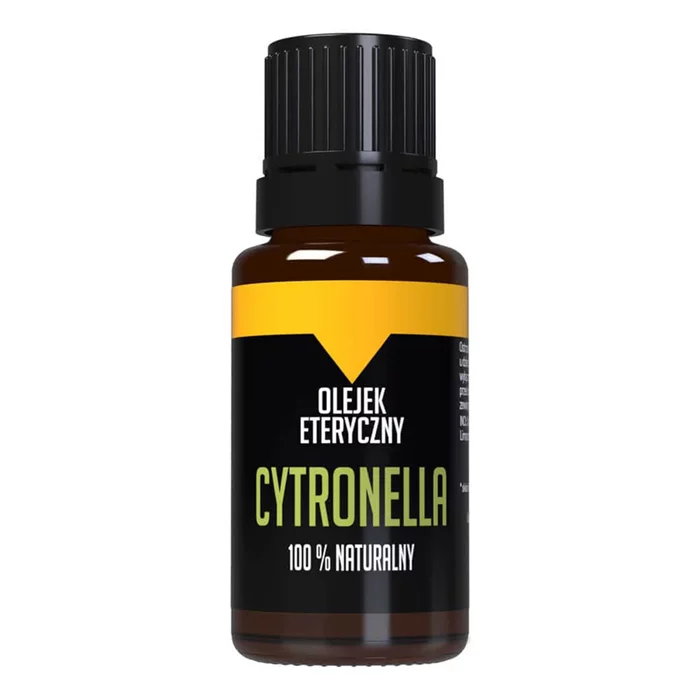 Buteleczka z czarną etykietą i napisem CYTRONELLA
