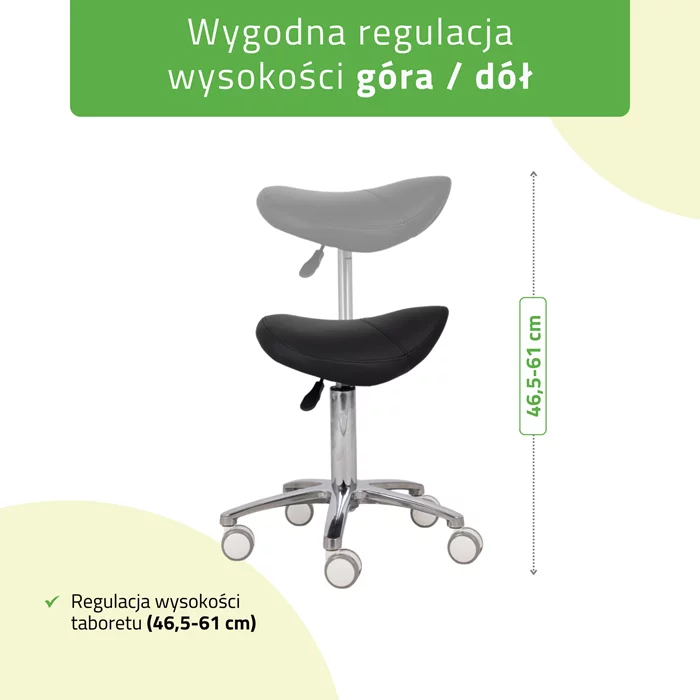 Taboret siodłowy, kosmetyczny - LILA - czarny