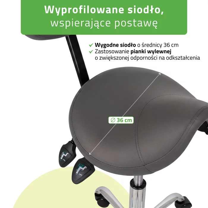 Taboret siodłowy z oparciem SOLA - szary
