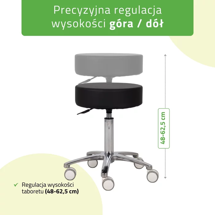 Taboret kosmetyczny na kółkach, MOBI - czarny