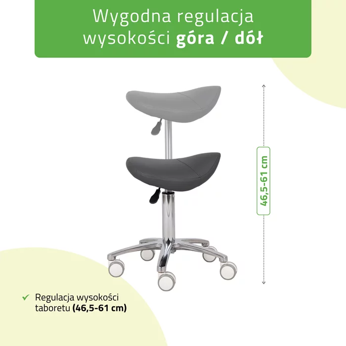 Taboret siodłowy, kosmetyczny - LILA - szary