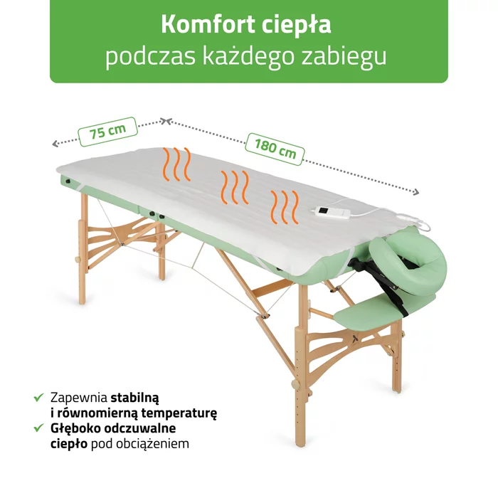 Mata grzewcza na stół do masażu (75 × 180 cm)