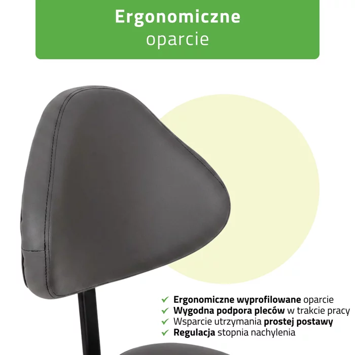 Taboret siodłowy z oparciem SOLA - szary