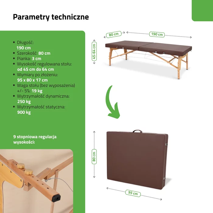 Składany stół do masażu tajskiego NIRO 80 cm