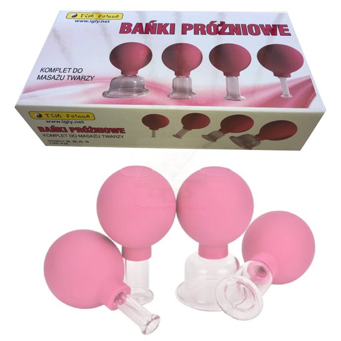 Bańki próżniowe do masażu twarzy (4 szt.) róż