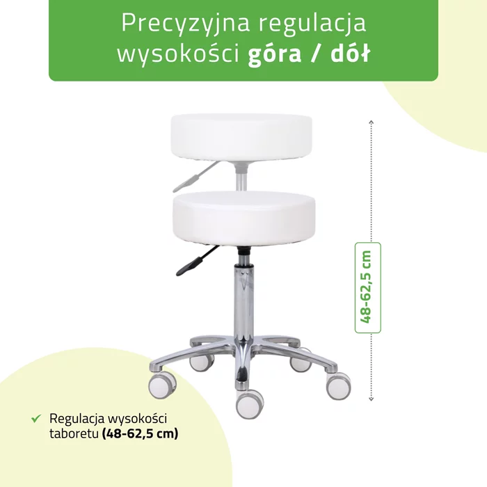 Taboret kosmetyczny na kółkach - MOBI - biały