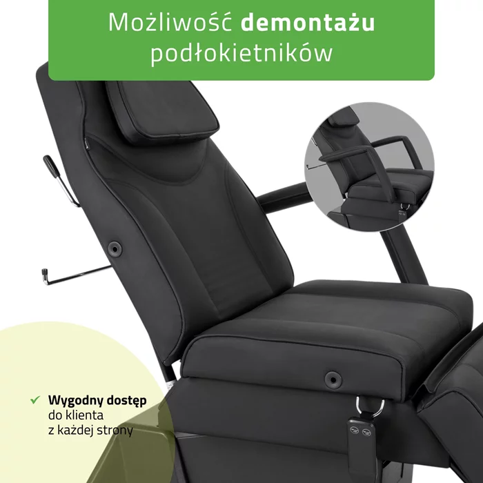 Fotel kosmetyczny, elektryczny czarny - Laris