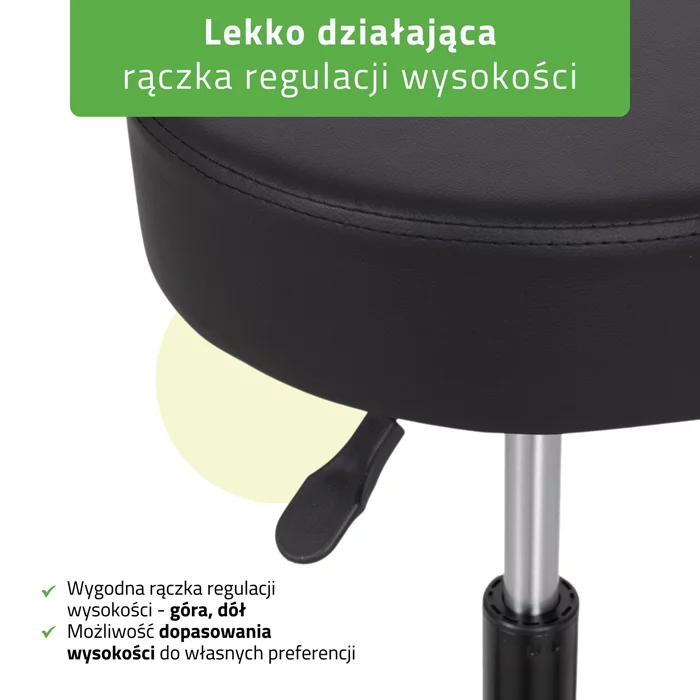 Taboret kosmetyczny na kółkach, TIMO - czarny