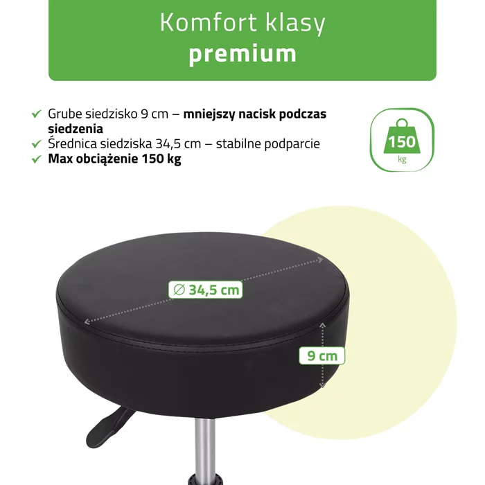Taboret kosmetyczny na kółkach, TIMO - czarny