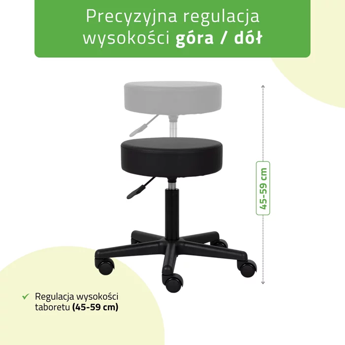 Taboret kosmetyczny na kółkach, TIMO - czarny