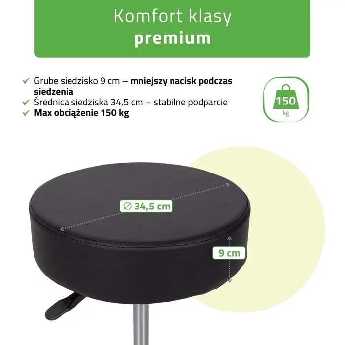 Taboret kosmetyczny na kółkach, MOBI - czarny