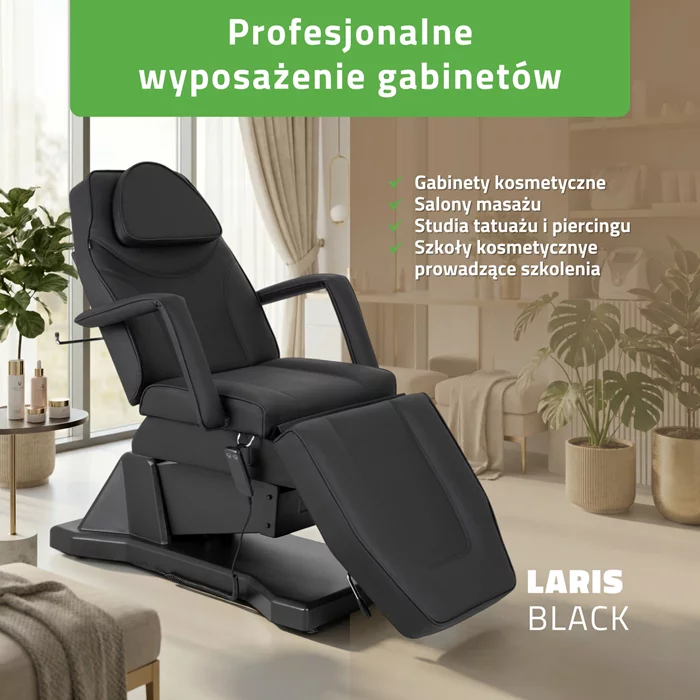 Fotel kosmetyczny, elektryczny czarny - Laris