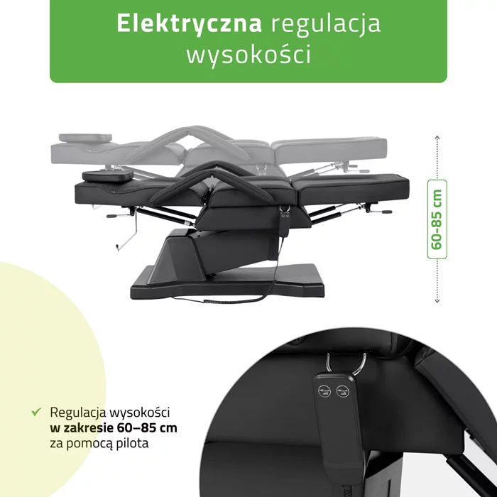 Fotel kosmetyczny, elektryczny czarny - Laris