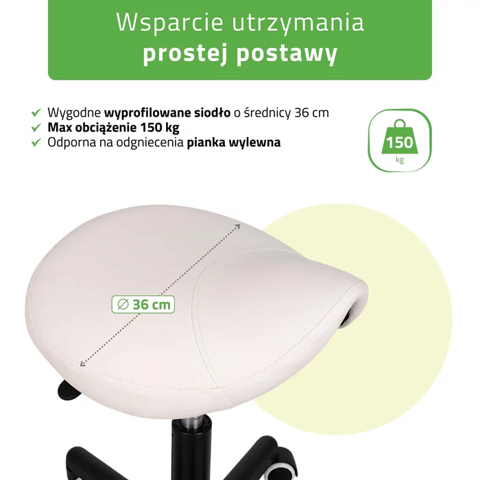 Taboret obrotowy na kółkach LUMO - biały