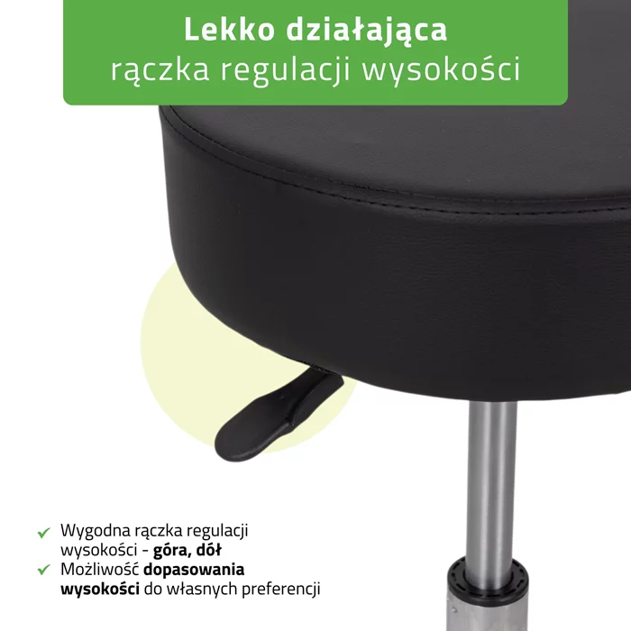 Taboret kosmetyczny na kółkach, MOBI - czarny