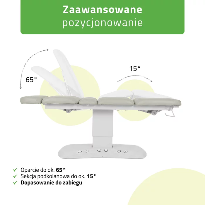 Fotel łóżko kosmetyczne Serenity ERGO 4 szare