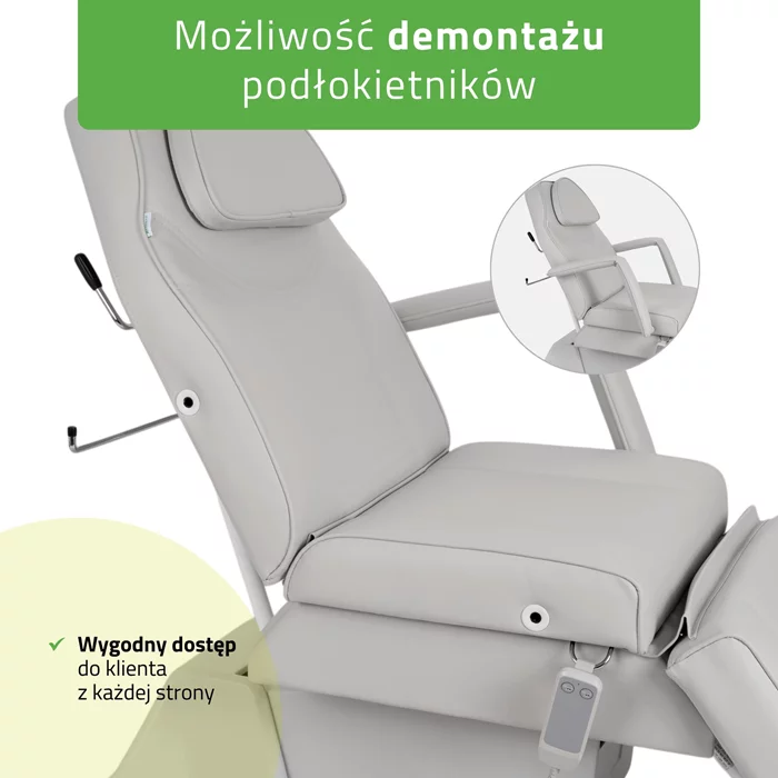 Fotel kosmetyczny, elektryczny szary - Laris