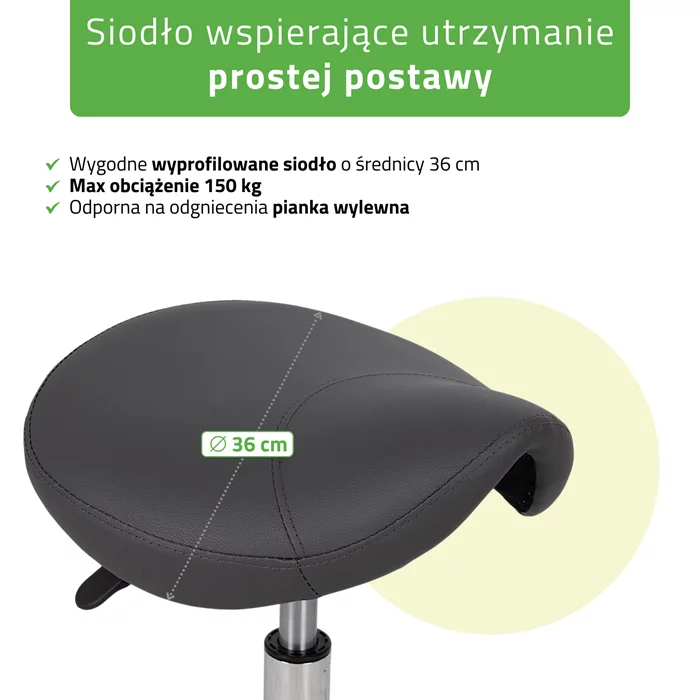 Taboret siodłowy, kosmetyczny - LILA - szary