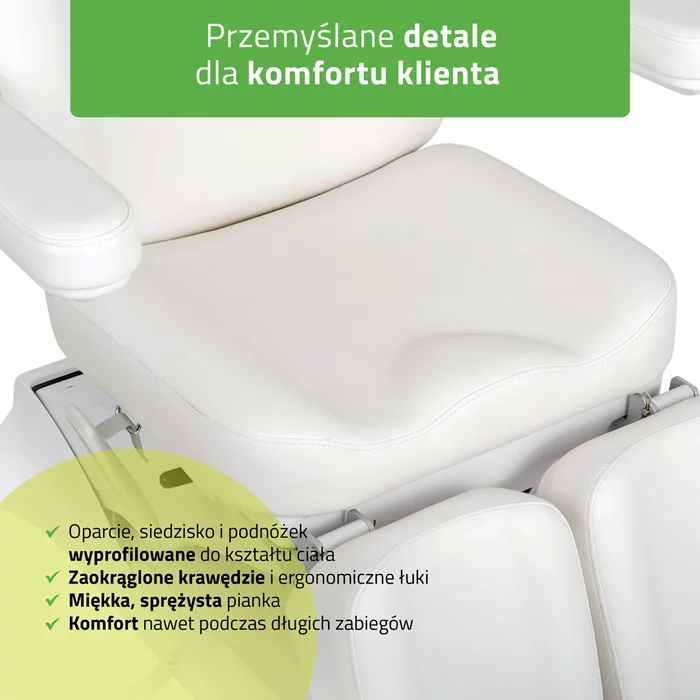 Fotel kosmetyczny Elara PRO 6P - biały