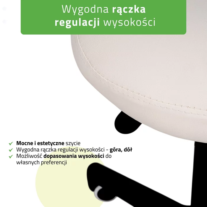 Taboret obrotowy na kółkach LUMO - biały