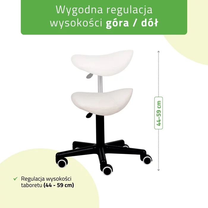 Taboret obrotowy na kółkach LUMO - biały