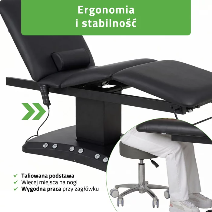 Łóżko kosmetyczne Serenity ERGO 4 czarne