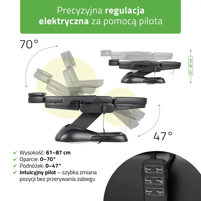 Fotel kosmetyczny czarny - Leo PRO 4