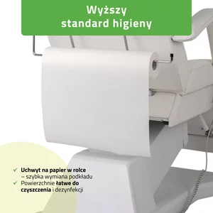 Fotel kosmetyczny, elektryczny biały - Laris