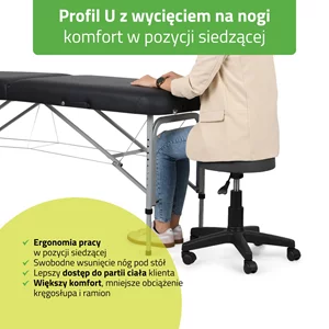 Składany stół do masażu - VERA (czarny)