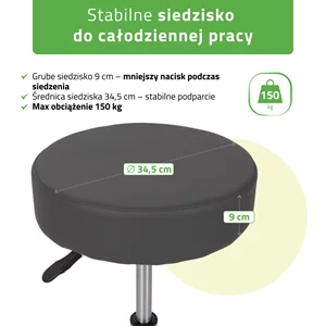 Taboret kosmetyczny na kółkach - TILA - szary