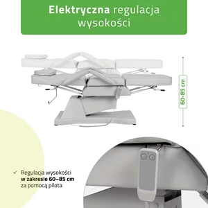 Fotel kosmetyczny, elektryczny szary - Laris