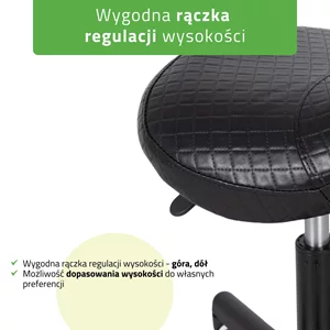 Taboret siodłowy LUMO - czarny pikowany