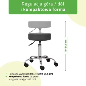 Taboret kosmetyczny na kółkach - TILA - szary