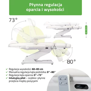 Fotel kosmetyczny Elara PRO 6P - biały