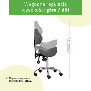 Taboret siodłowy z oparciem SOLA - szary