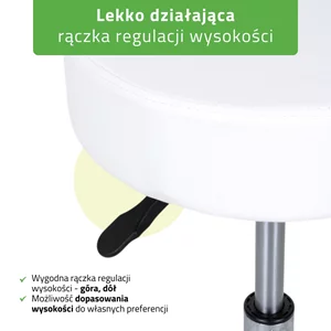Taboret kosmetyczny na kółkach - MOBI - biały