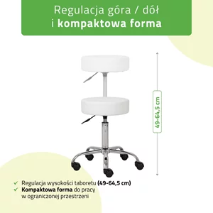 Taboret kosmetyczny na kółkach - TILA - biały