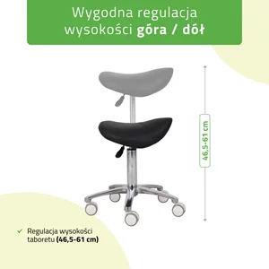 Taboret siodłowy, kosmetyczny - LILA - czarny