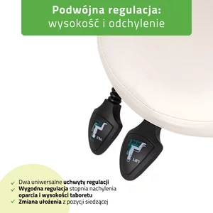 Taboret siodłowy z oparciem SOLA - biały