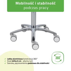 Taboret kosmetyczny na kółkach - MOBI - biały